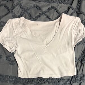 Aerie Cream V-Neck Crop Top